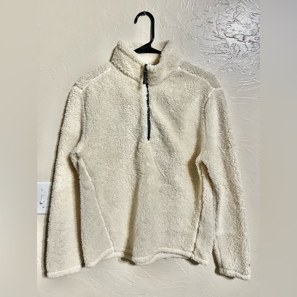 Chubbies Sweatshirt Men XS unisex Ivory Sherpa Fleece 1/4 Zip Pullover High Pile